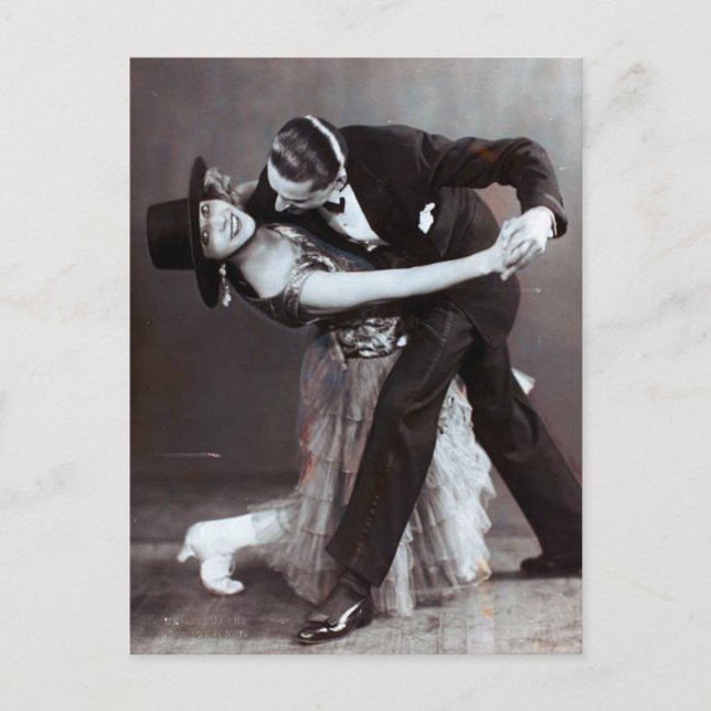 Romantic Ballroom Dancing Duo Vintage Photograph Postcard (Front)