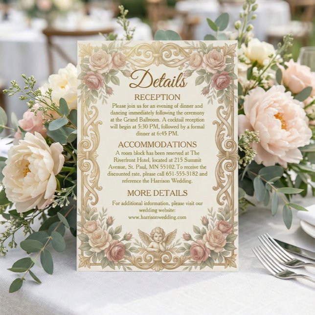 Romantic Baroque Blush Floral Regency Enclosure Card (Creator Uploaded)