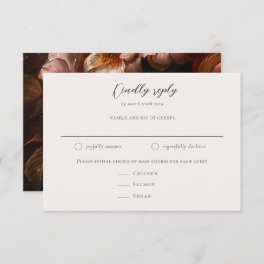 Romantic Baroque Floral Painting Wedding RSVP Card