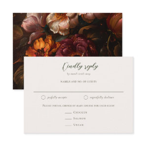 Romantic Baroque Floral Painting Wedding RSVP Card