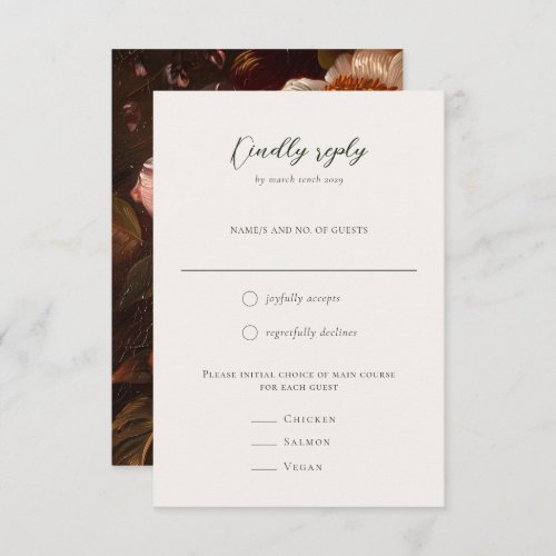 Romantic Baroque Floral Painting Wedding RSVP Card