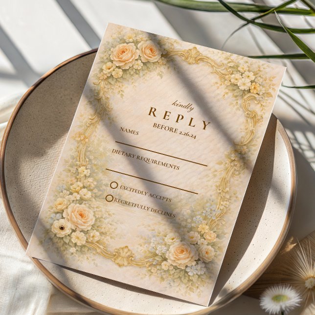 Romantic Baroque Garden Wedding RSVP Card (Creator Uploaded)
