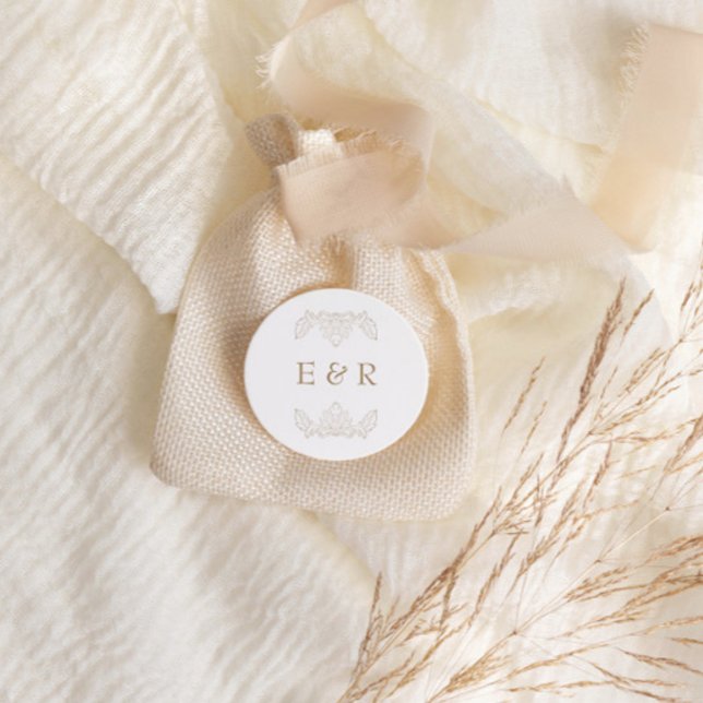 Romantic Baroque Ornate Frame Wedding Classic Round Sticker (Creator Uploaded)