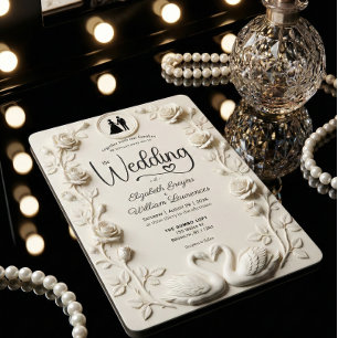 Romantic Baroque Roses & Silhouette Frame Wedding  Invitation