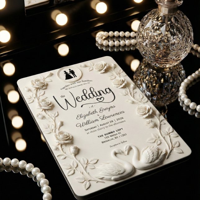 Romantic Baroque Roses & Silhouette Frame Wedding  Invitation (Creator Uploaded)