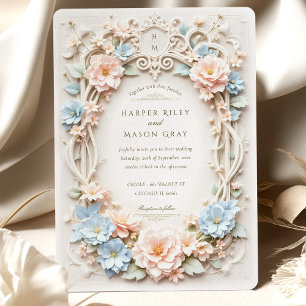 Romantic Baroque Wedding with Floral Accents Invitation
