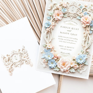 Romantic Baroque Wedding with Floral Accents Invitation