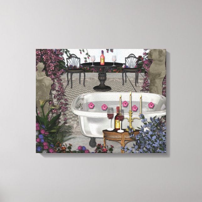 Romantic Bathroom Wall Wrapped Canvas Print (Front)