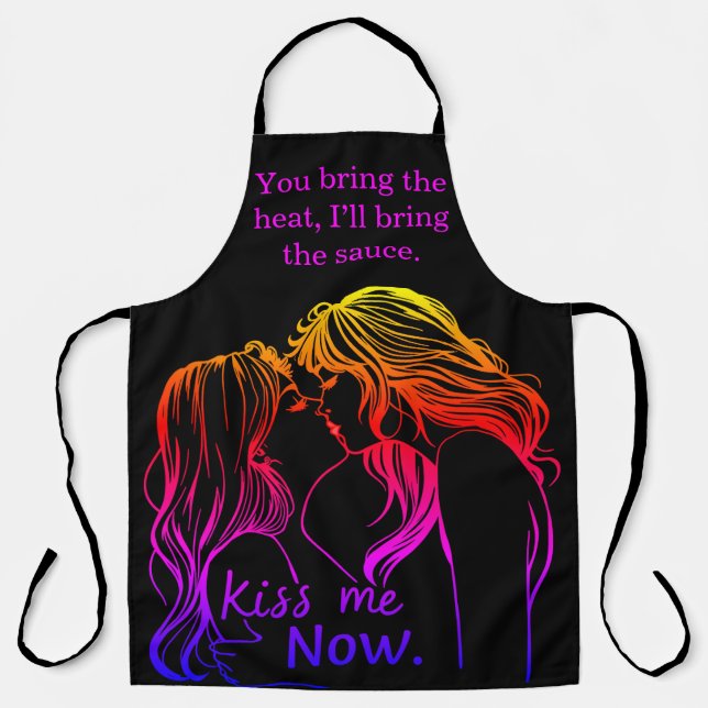 Romantic BBQ aprons for cooking couples (Front)