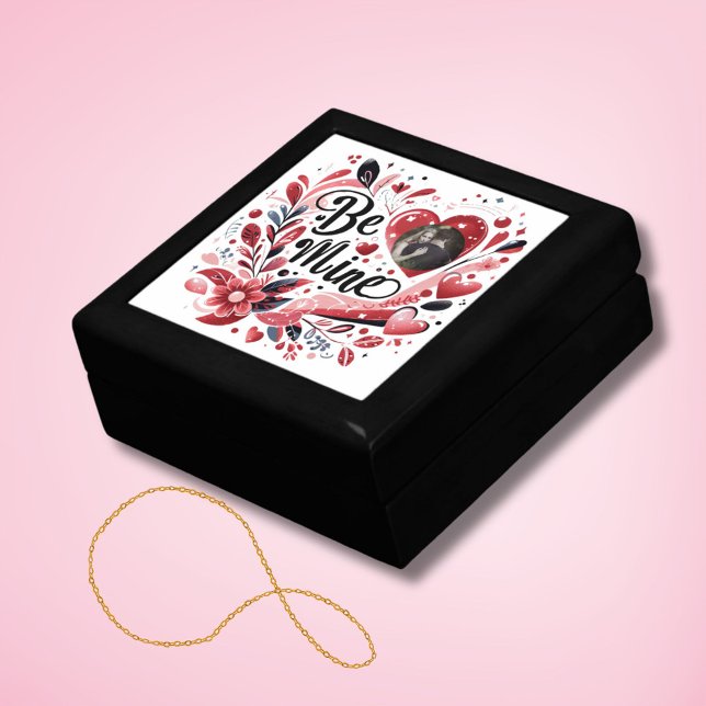 Romantic "Be Mine" Quote Dark Red Heart Bohemian Gift Box (Creator Uploaded)