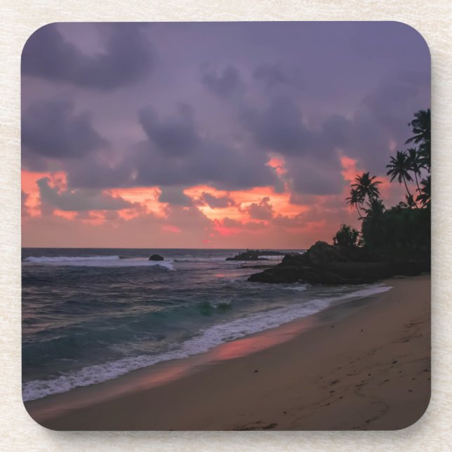 Romantic Beach at Dusk Beverage Coaster (Front)