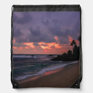 Romantic Beach at Dusk Drawstring Bag