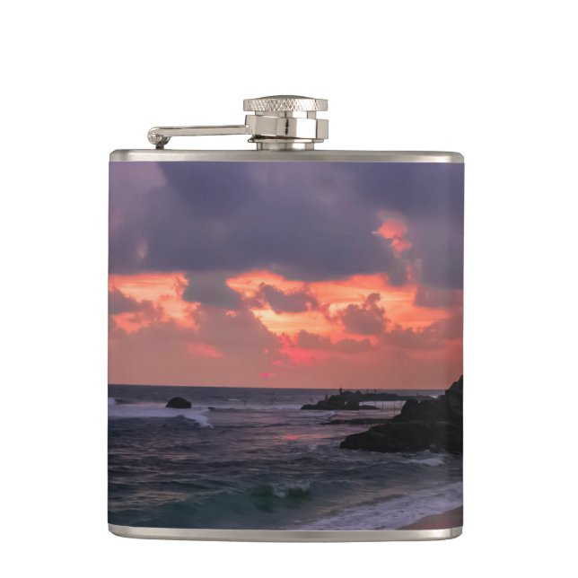 Romantic Beach at Dusk Flask (Front)