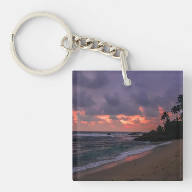 Romantic Beach at Dusk Keychain (Front)
