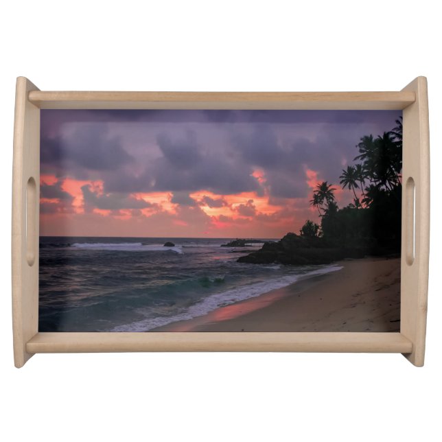 Romantic Beach at Dusk Serving Tray (Front)