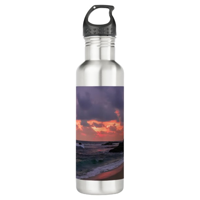 Romantic Beach at Dusk Stainless Steel Water Bottle (Front)