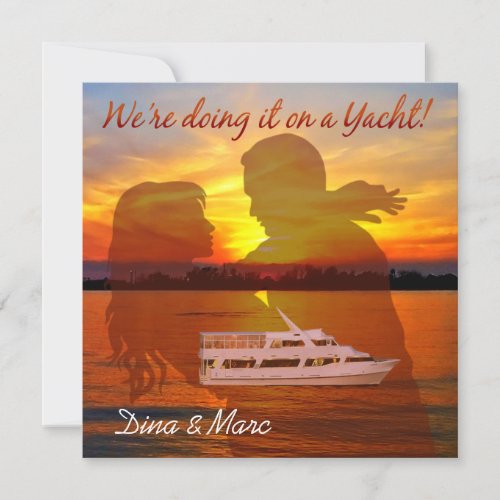 Romantic Beach Couple Nautical Yacht Wedding Invitation