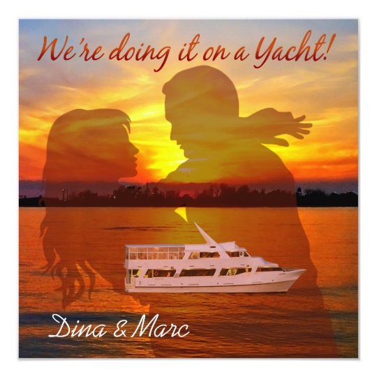 Romantic Beach Couple Nautical Yacht Wedding Invitation