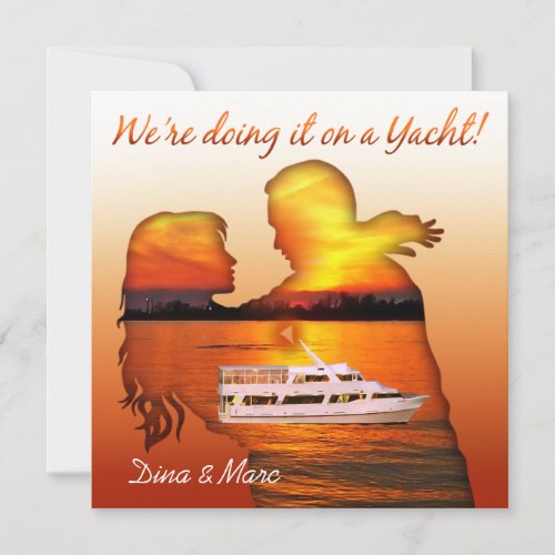 Romantic Beach Couple Nautical Yacht Wedding Invitation