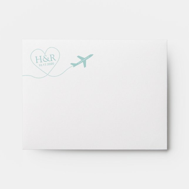 Romantic Beach Destination Event Monogram Envelope (Front)