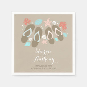 Romantic Beach flip flops Wedding Paper Napkins