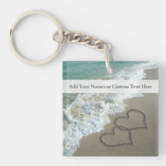 Romantic Beach Hearts Keychain