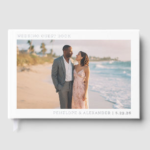 Romantic Beach Minimalist Photo Foil Guest Book