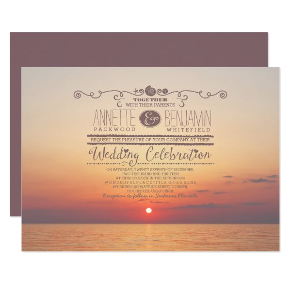 161231165234780443 romantic beach sunset sea wedding invitation