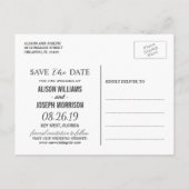 Romantic Beach Sunset String Lights Save the Date Announcement Postcard (Back)