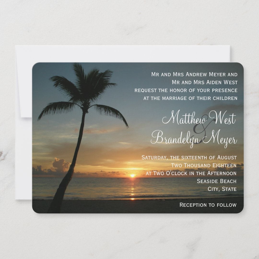 Romantic Beach Sunset Wedding Invitation Zazzle