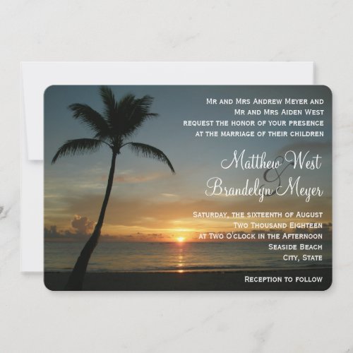 Romantic Beach Sunset Wedding Invitation