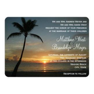 Romantic Beach Sunset Wedding Invitation