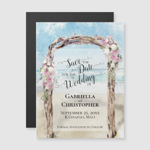 Romantic Beach Watercolor Save the Date Wedding Magnetic Invitation