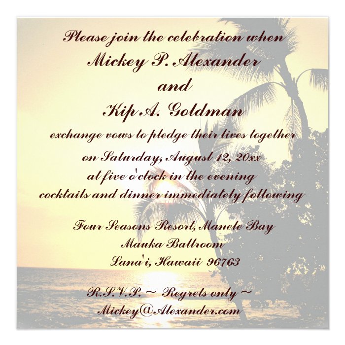Romantic Beach Wedding Celebration Personalized Invite