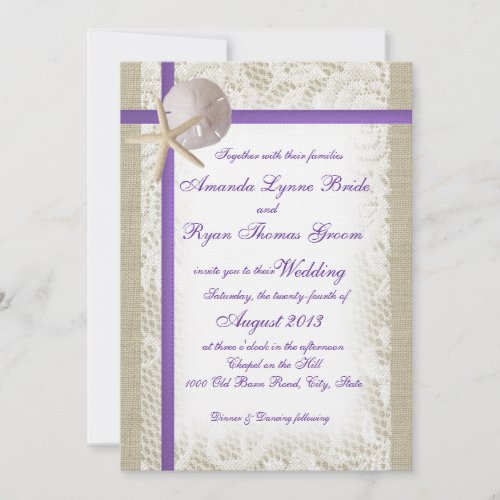 Romantic Beach Wedding Custom Invitations