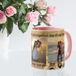 Romantic Beach Wedding Photo Keepsake Mug