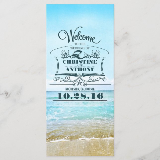 romantic beach wedding programs (Front)