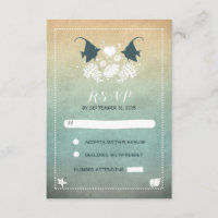 romantic beach wedding RSVP cards