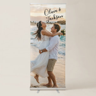 Romantic Beach Wedding Welcome Banner with Photo