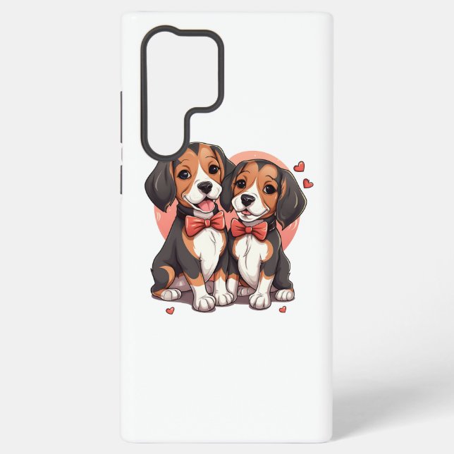 Romantic Beagle Puppy Love Illustration Samsung Galaxy Case (Back)