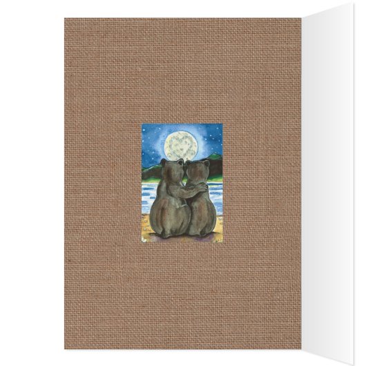 Romantic Bears Watching Moon Custom Anniversary (Inside (Left))