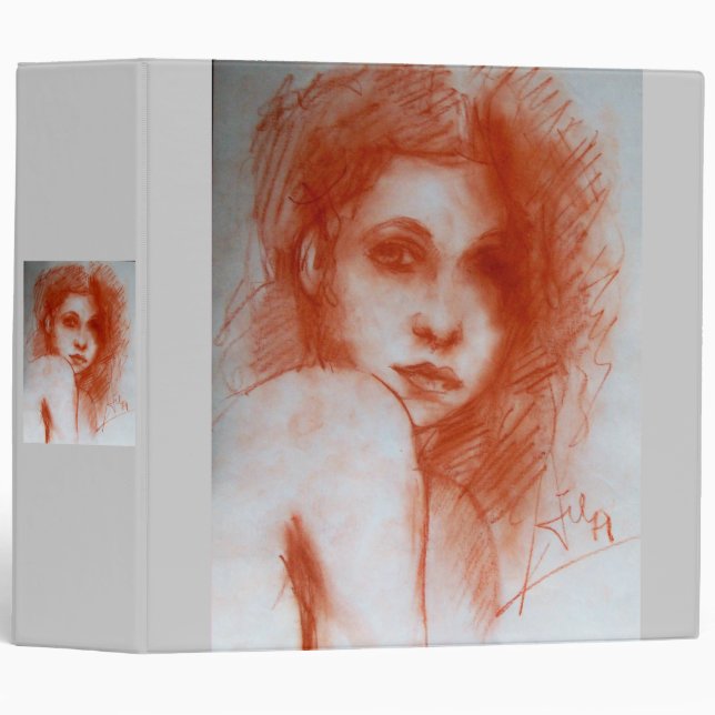 ROMANTIC BEAUTY / Woman Portrait in Sepia Brown 3 Ring Binder (Front/Spine)