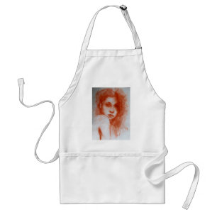 ROMANTIC BEAUTY / Woman Portrait in Sepia Brown Adult Apron