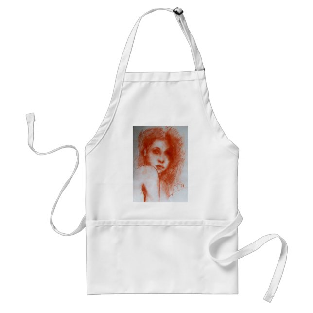 ROMANTIC BEAUTY / Woman Portrait in Sepia Brown Adult Apron (Front)