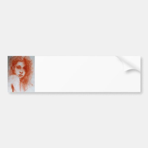 ROMANTIC BEAUTY  Woman Portrait in Sepia Brown Bumper Sticker