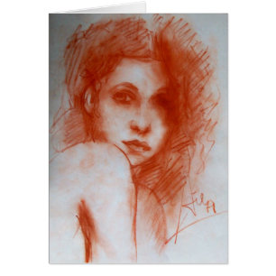 ROMANTIC BEAUTY / Woman Portrait in Sepia Brown Cards