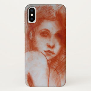 ROMANTIC BEAUTY / Woman Portrait in Sepia Brown iPhone X Case