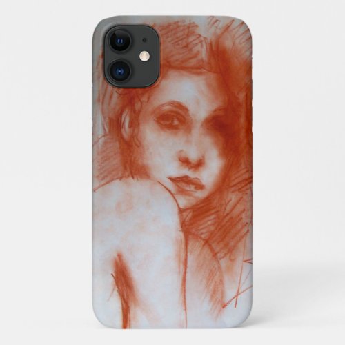 ROMANTIC BEAUTY  Woman Portrait in Sepia Brown iPhone 11 Case