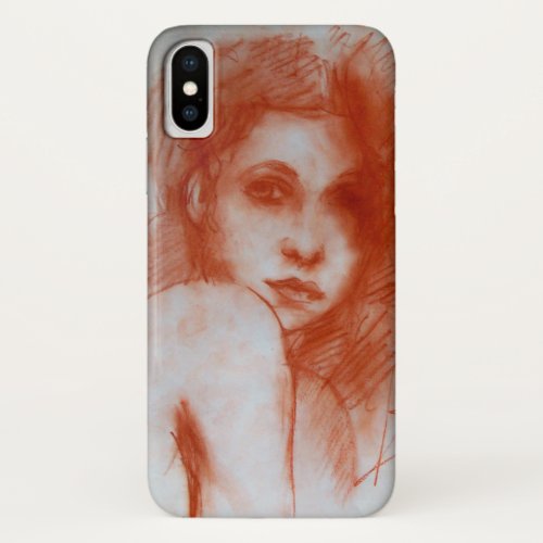 ROMANTIC BEAUTY  Woman Portrait in Sepia Brown iPhone XS Case