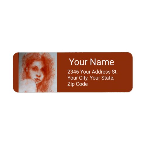 ROMANTIC BEAUTY  Woman Portrait in Sepia Brown Label